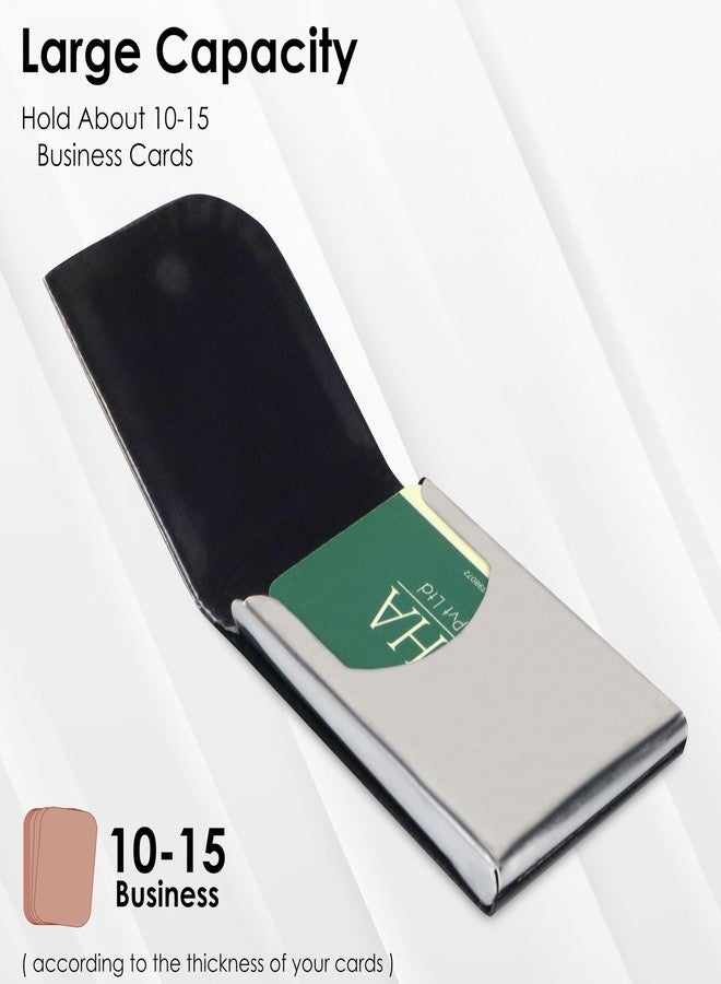 Ayaha PU Leather and Stainless Steel Credit Card Holder, Professional Business Card and Visiting Card Holder for Men and Women Card Case Wallet with Magnetic Clasp (Black) - Image 2